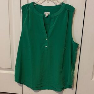 J. Crew Emerald Green Sleeveless Split-Neck Camisole